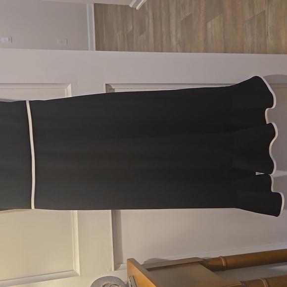 Express Black Midi Dress with Cream Accents - Picture 4 of 12